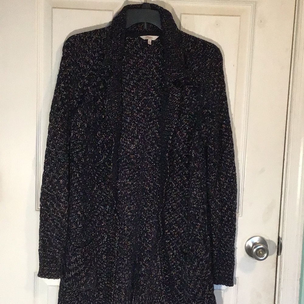 Long cardigan.